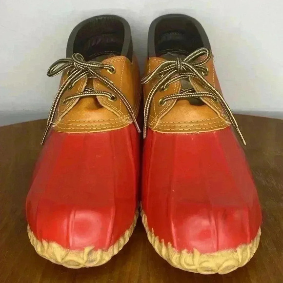 Eddie Bauer Vintage Duck Boots Red Brown Rubber Leather Size 10 Womens - Picture 2 of 8